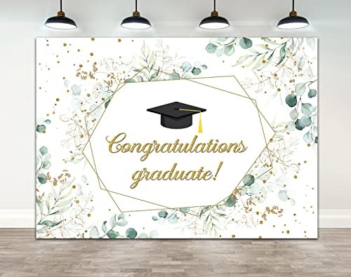 Ticuenicoa 7 × 5ft Graduação Caso -pano de fundo verde Parabéns Classe de pós -graduação de 2023 Parabéns Antecedentes para fotografia Bacharel Cap 2023 Grad Celebration Party Banner Decors