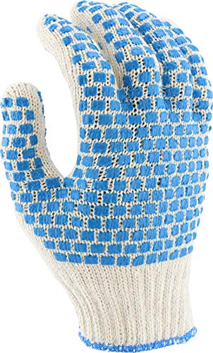 West Chester B710Sbsl PVC Block String Knit Luvas - azul, algodão/poliéster, luvas de segurança de peso médio para