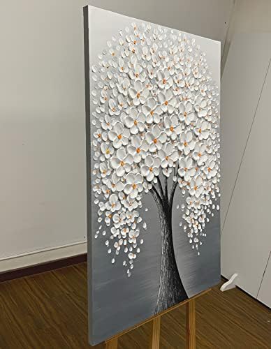 Pinturas a óleo Yotree, flores de água branca de 24x36 polegadas de 24