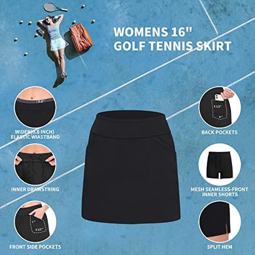 MOTEEPI SAIA DE GOLFE DE 16 para mulheres saia de tênis com 4 bolsos Saias atléticas de cintura alta