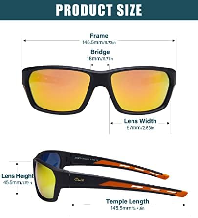 Óculos de sol polarizados de esportes de Duco Men, óculos de sol leves leves, com óculos de sol de beisebol 6201