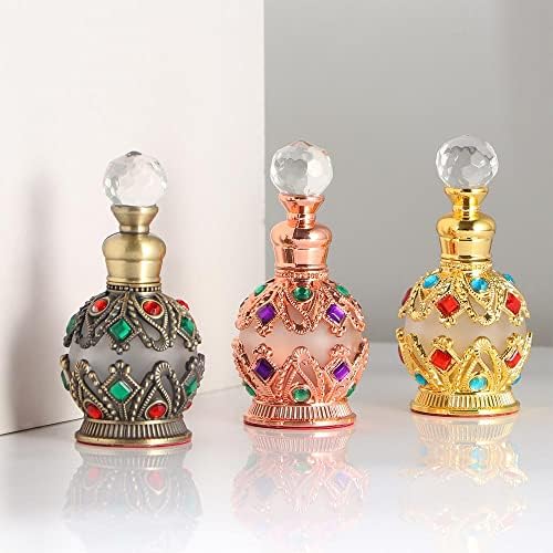 Garrafas de perfume de liga de vidro vintage garrafas recarregáveis, strass em garrafa de perfume de cristal, decoração