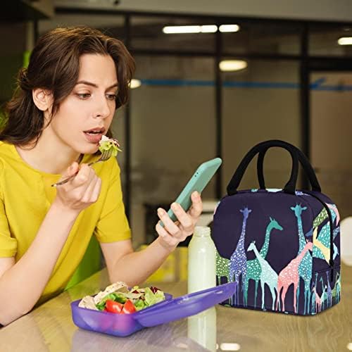 Bolsa de lancheira com girafas coloridas Bola de lancheira isolada Bolsa de piquenique ao ar livre Viagem de alimentos Recipiente de