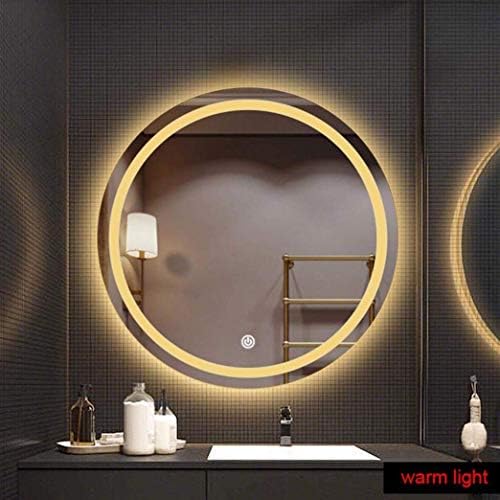 Espelho montado na parede YGCBL, espelho de banheiro LED, espelho de vaidade do banheiro com lâmpada, adequada para banheiro, hotel, banheiro, luz quente, 80 cm