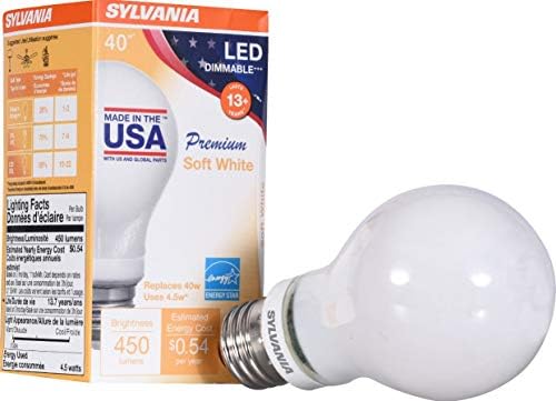 Ledvance 40228, Sylvania branca macia equivalente a 40 watts, lâmpadas LED A19, lâmpadas advertidas, com classificação