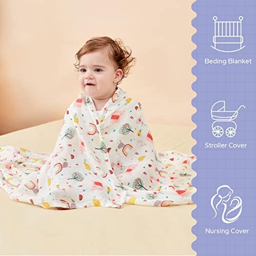 FUNUPUP Baby Muslin Swaddle Blanket, 4 Pack Soft respirável recém -nascido Swaddle embrulhe