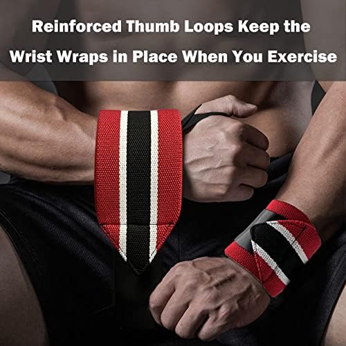 Pulseira de pulso para homens de levantamento de peso, 18 Profissional Mixed Color Lifting Wrist Patroces com loops de polegar- Powerlifting ginásio envolve