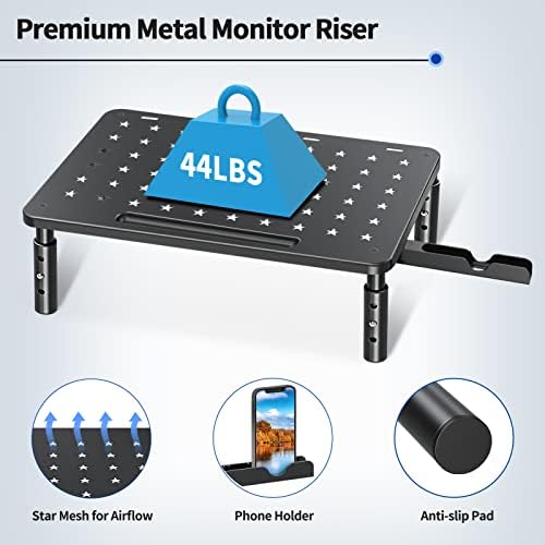 Zimilar 2 Monitor de embalagem Riser Stand, 3 Monitor ajustável em altura com malha de estrela exclusiva para recuperação