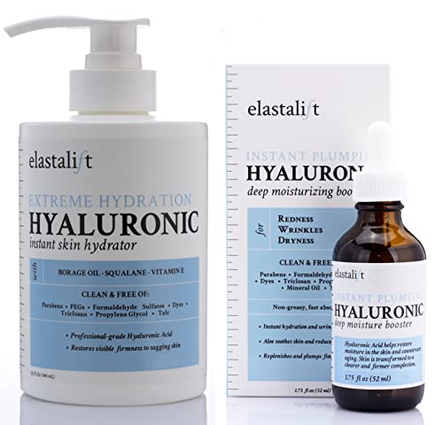 Hidratante do ácido hialurônico Elastalift + Creme de Face de Vitamina C | Creme anti -envelhecimento Hidratando + loção de rosto