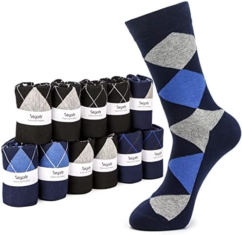 Meias de vestido de seguty masculinas, 9-10-11-12-13 Comfortar ARGYLE SOLID SOLID SOLID TRIAÇÃO COMPRIMENTO Multipack