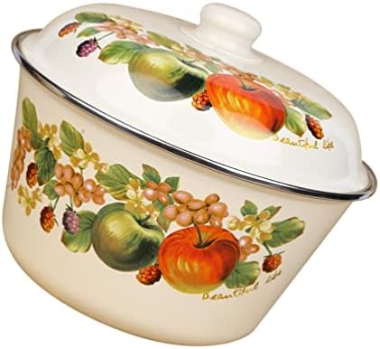 Tigela de esmalte de esmalte Bowl Vintage grande tigela de alimentos para esmalte: Bacia de sopa de estilo floral retro