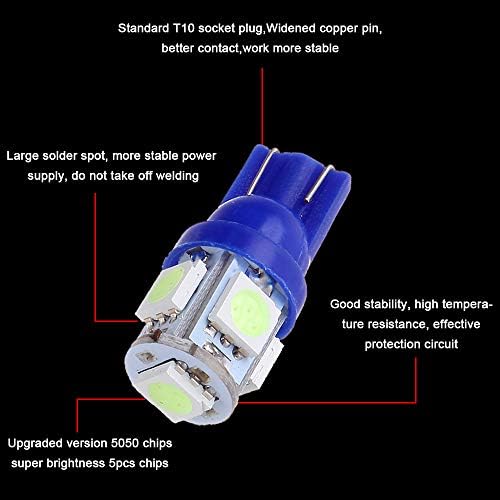 Luzes de placa de carteira CCIYU T10 Festoon LED BULS 5-5050-SMD Super Ice Blue Interior Luzes de carro Interior