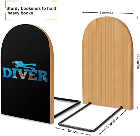 Scuba Diver Book termina para prateleiras Holdren Booknds Holder for Heavy Books Divider Modern Decorative 1 par