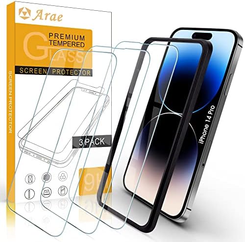 Protetor de tela de pacote ARAE 3 para iPhone 14 Pro + Casos de telefone transparentes Tampa clara à prova de choques para iPhone
