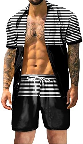 Camisetas de verão masculas masculino de verão lazer Havaí Bolia de férias praia Digital 3D Lappel de metal simples