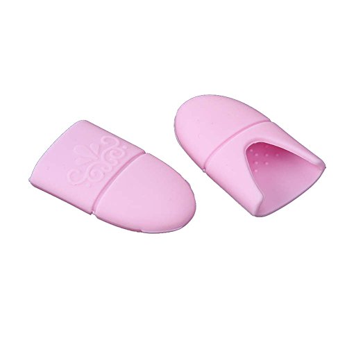 Suporte para as unhas vestíveis Ponto de almofada, tampas de removedor de polimento de gel UV Dicas de removedor, acrílico ou ferramentas de remoção de unhas. 10 peças de dedos, silicone reutilizável, rosa quente