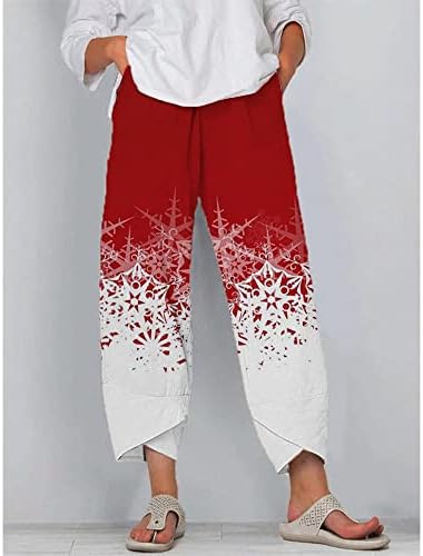 UKTZFBCTW Mulheres largas calças de fitness de estampa floral laral cintura elástica de perna larga de dois bolsos calças