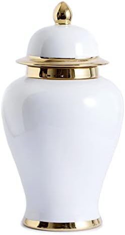 Jarra de gengibre branco de Galouro com acabamento dourado, decoração de vaso de jarro de gengibre para decorações de mesa central,