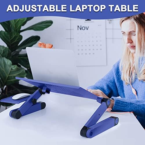 Mesa do laptop Zhuhw para a cama aconchegante estação de trabalho de alumínio com fãs mouse blind dobrável stand stand Notebook
