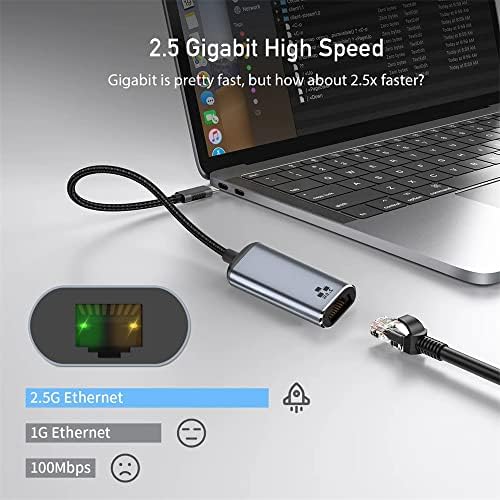 NFHK USB-C Tipo-C USB3.1 a 2500 Mbps 2,5 Gbps GBE Gigabit Ethernet Rede Adaptador de cabo LAN para laptop