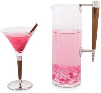 Vagabond House Tribeca Collection Martini Glass com estanho e teca em meados do século moderno 7,5 polegadas de altura