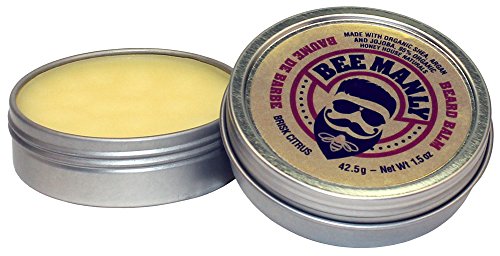 Bee Manly Honey House Naturals Beard Balm - Naked - 1,5 onça de tamanho de viagem redonda - todos os bálsamo de barba ultra -hidratantes naturais infundidos com óleos e manteigas essenciais - feitos nos EUA