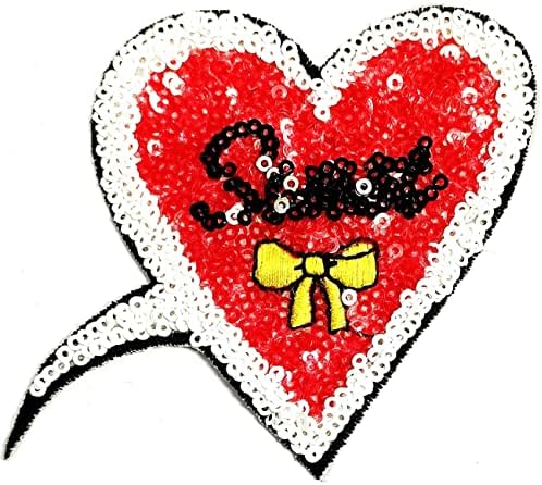 Kleenplus 3pcs. Lantejoulas de lantejoulas de coração cor de coração em remendos coração amor doce desenho animado