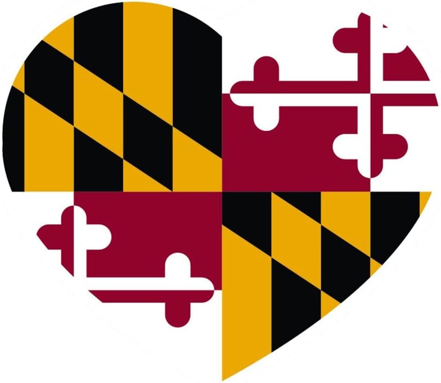 Maryland Heart Sticker Auto Adesivo Vinil Md Love Hearts Pride Native - C4271- 6 polegadas ou 15 centímetros Tamanho do decalque