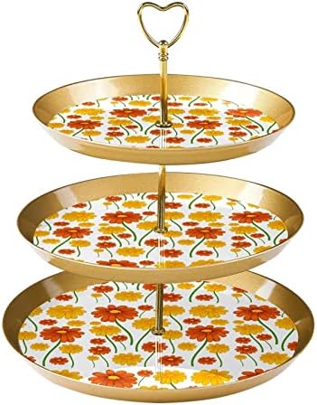 Dragonbtu 3 Cupcake Stand com Rod Gold Rod Plástico Camada de sobremes