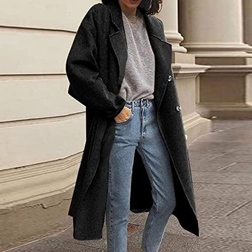 Cokuera feminina moda moda de cor sólida casaco elegante de manga comprida O outono da jaqueta de inverno de lapela de