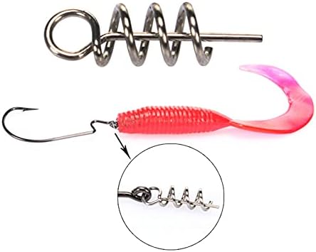 E-Outstanding 100pcs Pinos de pesca/toque de gancho Pinos centralizados Spring Twist Lock 1,5 cm para Lure Soft/Bait/Worm/Grub