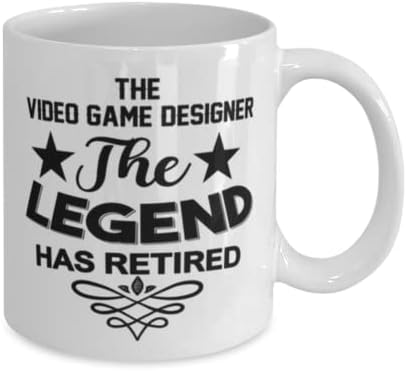 Designer de videogames caneca, a lenda se aposentou, idéias de presentes exclusivas para designer de videogames, copo de chá