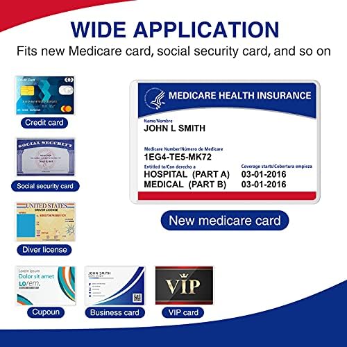 Fabmaker New Medicare Card Protetor, 12 Pack Plastic Card Card para carteira Single 12 Mil Cartão de visita Cartões de água
