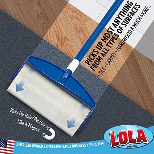 LOLA ROLA RECLAS DE MOP STELTY | 6 pacote - 180 Pisos grandes de adesivo e rolos de limpeza de carpetes folhas perfuradas