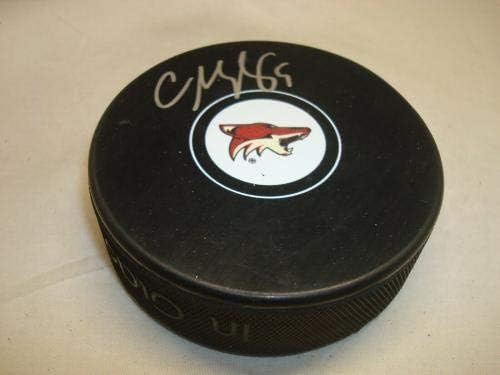 Connor Murphy assinou o Arizona Coyotes Hockey Puck autografado 1b - Pucks autografados da NHL
