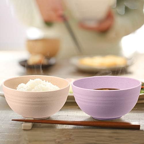 Utensílio de cozinha Hemoton Conjunto de 5 PCs tigelas de cereais inquebráveis, salada de palha de trigo tigelas, tigelas