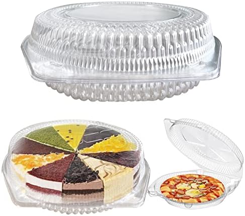 Recipiente de torta de plástico de 10pcs com tampa, portadora de torta descartável de 10 polegadas para transporte, goleiro redondo que cheesecake para tortilhas de pizzas de quiches