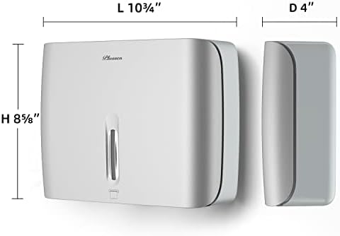 Plussen Commercial Paper Toard Dispenser Mount com o pacote de chave de 2 plástico de 10 ⅞ ”de comprimento x 8¼” de altura x 3¾ ”de profundidade para o banheiro