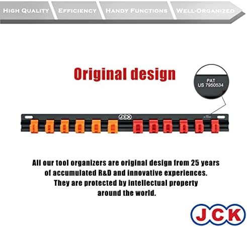 JCK Professional Quality Aluminium Chavedring Organizador vermelho e laranja clipes e preto rack de alumínio Organize chathead