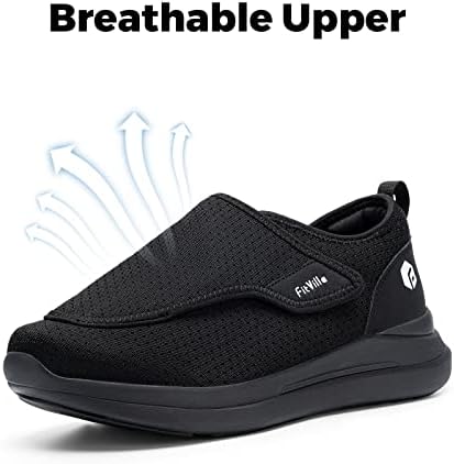 Sapatos diabéticos de fitville para homens sapatos de deslizamento extra largo para pés inchados de calçados ajustáveis