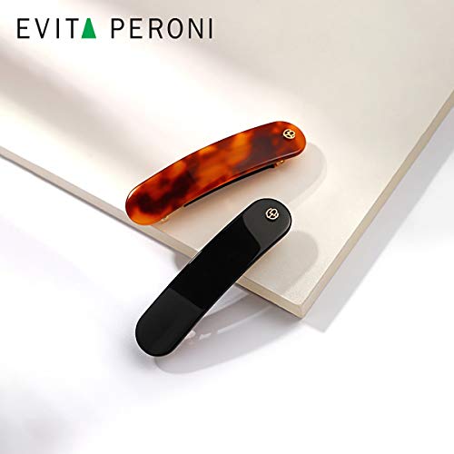 Evita Peroni grande resina de tartaruga preta larga clipes básicos de garra para mulheres
