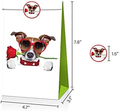 Sacos de presente de cães Esweny 12pcs, bolsas de doces de papel tem tema de animal para cães para decoração de festas