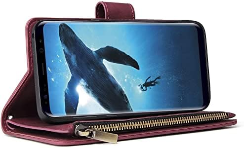 Caixa da carteira da Chicaase para Galaxy S8 Plus, Caixa Samsung S8+ Plus, Bolsa de couro com zíper para o suporte