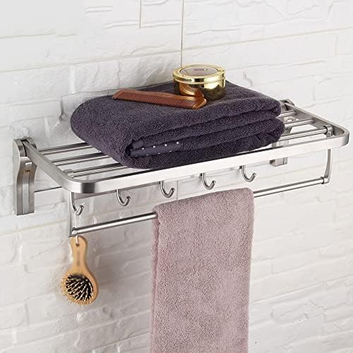 Prateleira de rack de toalha uxzdx com ganchos de barra móvel Acessórios para o banheiro de aço inoxidável de aço inoxidável
