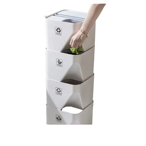 Lata de lixo para cozinha, lixo doméstico de 16l pode empilhar a triagem de lixo de lixo lixo lixo cozinha seca e molhada separação