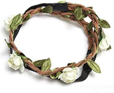 White Boho Garland Weave Wreaths Wedding Wedding Beach Floral Hairband Band por loja 24/7