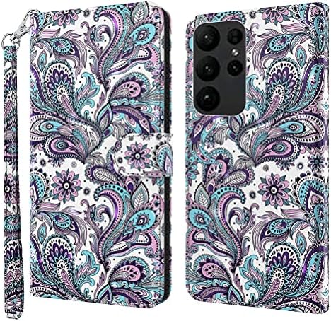 Cotdin para compatível com Samsung Galaxy S23 Ultra Case Carteira Couro com Caso de Card de Caso de Caso Slim Painted