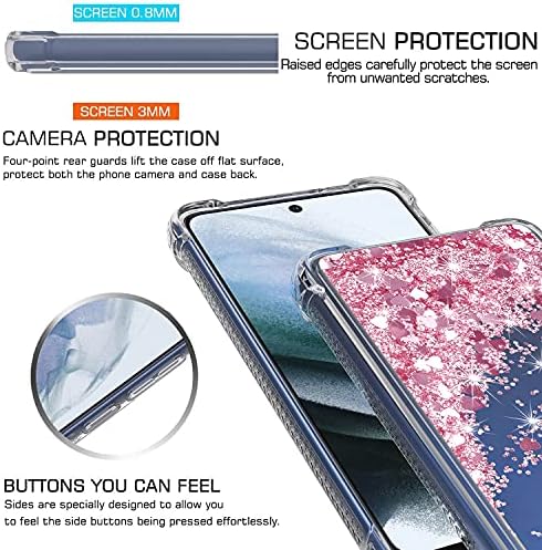 YZOK para o caso Galaxy S21 FE, com protetor de tela HD, caso claro de proteção à prova de choque para meninas, Bling Sparkle