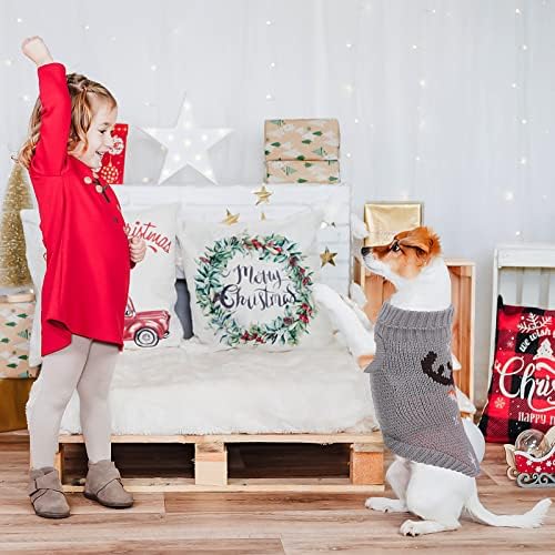 Cobee Christmas Pet Sweaters Para cães pequenos, malhas de malha quente pântano/garotinha roupas de cachorro com rena de Natal impressão