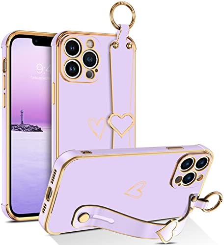 BEMTOBEN PARA IPHONE 13 PRO MAX CASA COM Strap, Caixa de pulseira de pulseira de amor fofo para mulheres para mulheres meninas,